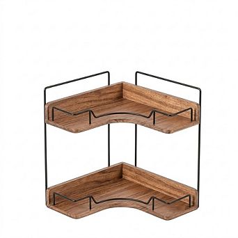 2 tier Wooden Corner Counter Organizer, Bathroom & Kitchen Storage Shelf