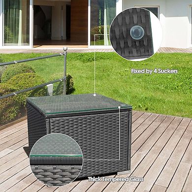 Clihome 3 Pieces Patio Wicker Conversation Set with Thick Removable Cushions