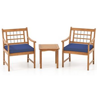 Clihome 3 pc Acacia Wood Patio Bistro Set with Cushions