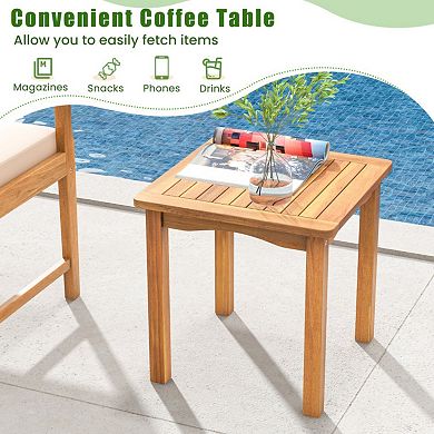 Clihome 3-Piece Acacia Wood Patio Bistro Set with Cushions