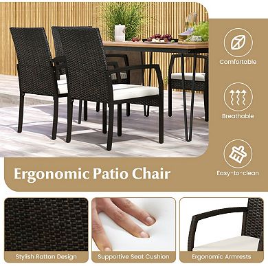 Clihome 7 Pieces Patio Dining Set with Acacia Wood Dining Table for Porch Backyard Garden Poolside