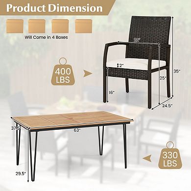 Clihome 7 Pieces Patio Dining Set with Acacia Wood Dining Table for Porch Backyard Garden Poolside