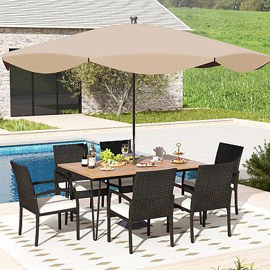Clihome 7 Pieces Patio Dining Set with Acacia Wood Dining Table for Porch Backyard Garden Poolside