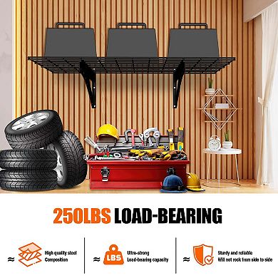 24x48 Inch Heavy Duty Wall Mounted Shelf 2-Pack Black Garage Storage Rack