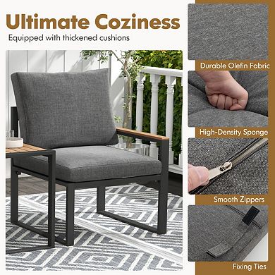 Clihome 5 Pieces Aluminum Frame Weatherproof Outdoor Conversation Set with Soft Cushions
