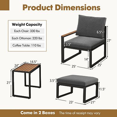 Clihome 5 Pieces Aluminum Frame Weatherproof Outdoor Conversation Set with Soft Cushions