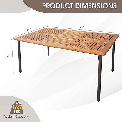 Clihome 7-Piece Outdoor Dining Set with Acacia Wood Table