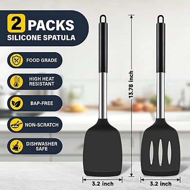2-Piece Silicone Spatula Set, Heat-Resistant, Nonstick Cooking Utensils