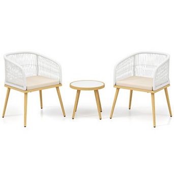 Clihome 3 pc Outdoor Bistro PE Wicker Conversation Furniture Set