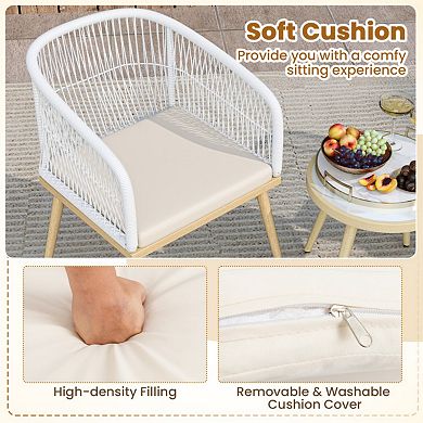 Clihome 3 Pieces Outdoor Bistro PE Wicker Conversation Furniture Set