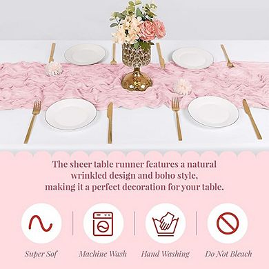 Cheesecloth Table Runner, Boho Gauze Fabric, Rustic Decor for Weddings & Parties