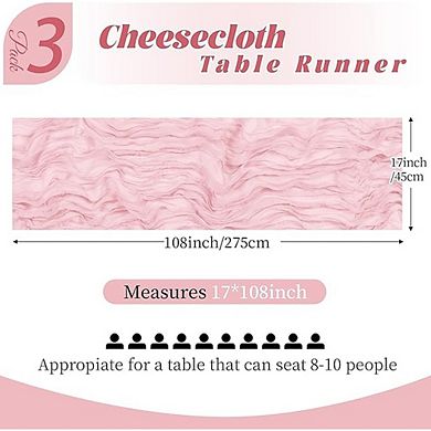 Cheesecloth Table Runner, Boho Gauze Fabric, Rustic Decor for Weddings & Parties
