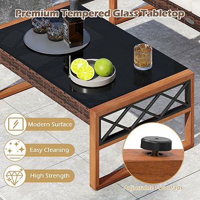 Clihome 2 Pieces Patio PE Wicker Furniture Set Outside Conversation Set for Porch