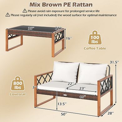 Clihome 2 Pieces Patio PE Wicker Furniture Set Outside Conversation Set for Porch