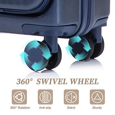 14"/20" ABS Spinner Luggage Set, with Combination Lock, Front Opening Design