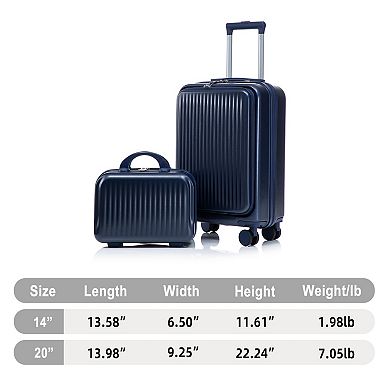 14"/20" ABS Spinner Luggage Set, with Combination Lock, Front Opening Design