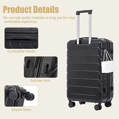28 Inch ABS Hard Shell Luggage, With Combination Lock and Side Hooks, Scratch Resistant Surface