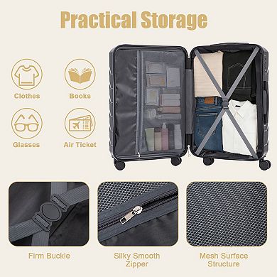 28 Inch ABS Hard Shell Luggage, With Combination Lock and Side Hooks, Scratch Resistant Surface