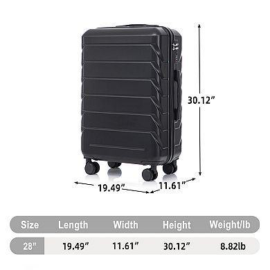 28 Inch ABS Hard Shell Luggage, With Combination Lock and Side Hooks, Scratch Resistant Surface