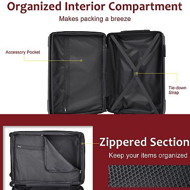 20/24/28" Hardshell Luggage, 24/28"Expandable Checked Luggage, with Spinner Wheels, TSA Lock