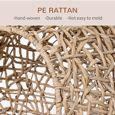 20.5" Weaved Cat Bed, with Cushion, Elevated Hand-woven Braided Banana Leaf Kitten House Condo