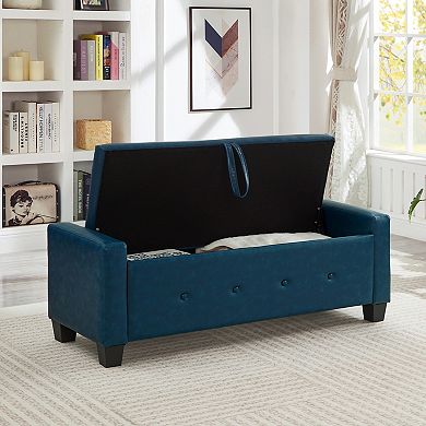 48" Retro Storage Bench, Faux Leather End, Holds up to 330 lb,for Entryway, Bedroom