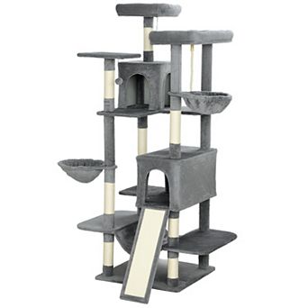 69 Inch Level Cat Tower, with Hammock, Scratching Post, Condo, Cat Activity Center
