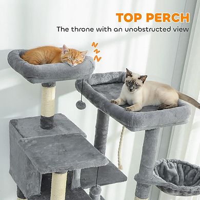 69 Inch Level Cat Tower, with Hammock, Scratching Post, Condo, Cat Activity Center