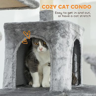 69 Inch Level Cat Tower, with Hammock, Scratching Post, Condo, Cat Activity Center