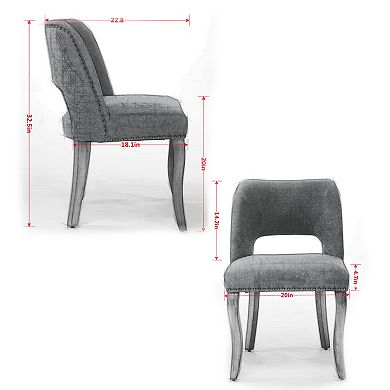 Wooden Dining Chairs Set of 2, Modern Fabric Upholstered Dining Room Chair, Solid Wood Legs
