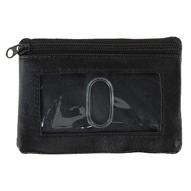 CTM Leather Zipper RFID Coin Pouch Wallet with ID Window & Key Ring