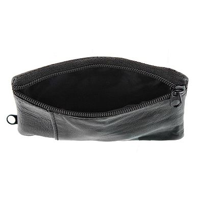 CTM Leather Zipper RFID Coin Pouch Wallet with ID Window & Key Ring