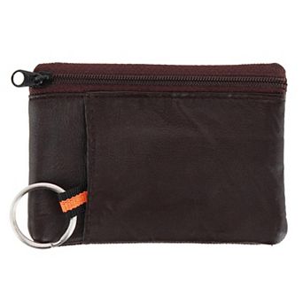 CTM Leather Zipper RFID Coin Pouch Wallet with ID Window & Key Ring