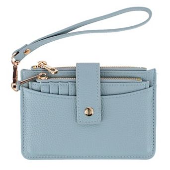 CTM Women's Premium Faux Leather Solid Color Card Case Wristlet
