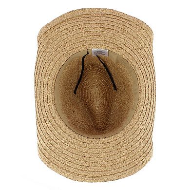 CTM Women's Straw Cowboy Hat with Star Hatband and Shapeable Brim