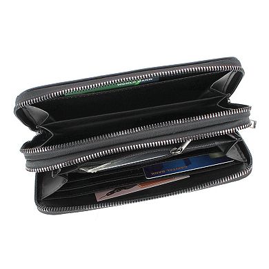 CTM Women's Premium Faux Leather Zip Around Organizer Wristlet Wallet