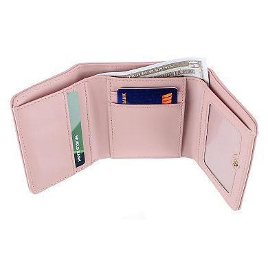 CTM Women's Premium Faux Leather Bow Accent Tri-Fold Wallet