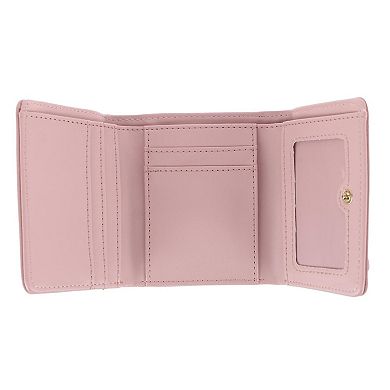 CTM Women's Premium Faux Leather Bow Accent Tri-Fold Wallet