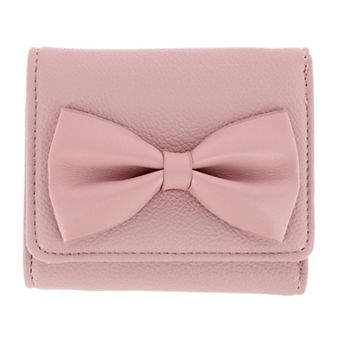 CTM Women's Premium Faux Leather Bow Accent Tri-Fold Wallet