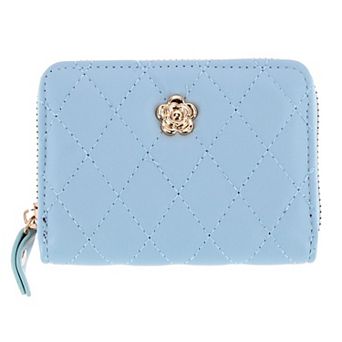 CTM Women's Premium Faux Leather Quilted Look Zip Around Card Case
