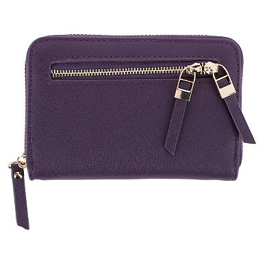 CTM Women's Premium Faux Leather Zip Around Wristlet Wallet