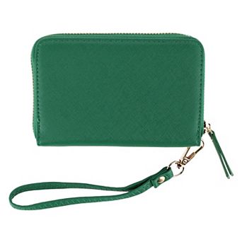 CTM Women's Premium Faux Leather Zip Around Wristlet Wallet