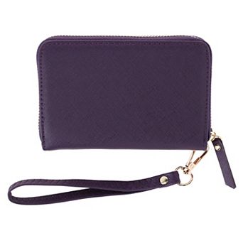 CTM Women's Premium Faux Leather Zip Around Wristlet Wallet