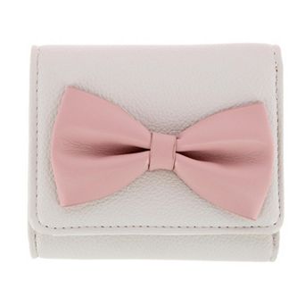 CTM Women's Premium Faux Leather Bow Accent Tri-Fold Wallet
