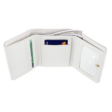 CTM Women's Premium Faux Leather Bow Accent Tri-Fold Wallet