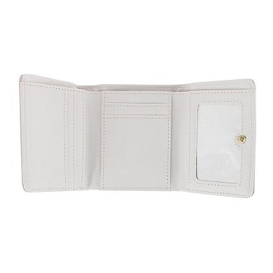 CTM Women's Premium Faux Leather Bow Accent Tri-Fold Wallet