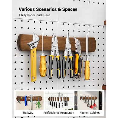 16" Acacia Wood Magnetic Knife Strip，Wall Mounted Knife Rack, Space-Saving Kitchen Organizer