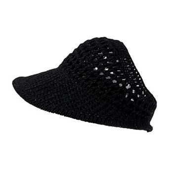 Womens Crochet Bucket Hat Summer Knit Sun Hat Breathable Lightweight Beach Cap
