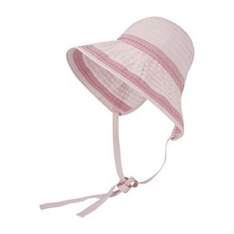 Womens Striped Bucket Sun Hat Wide Brim Adjustable Chin Strap Packable Beach Hat