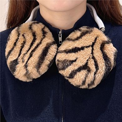 Tiger Print Plush Headphone Case for AirPods Max, Cute Furry Protective Cover with Soft Lining